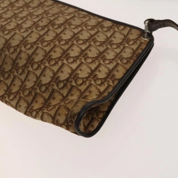 Christian Dior Trotter Canvas Shoulder Bag Brown Gold Auth 124990 - Picture 12 of 14